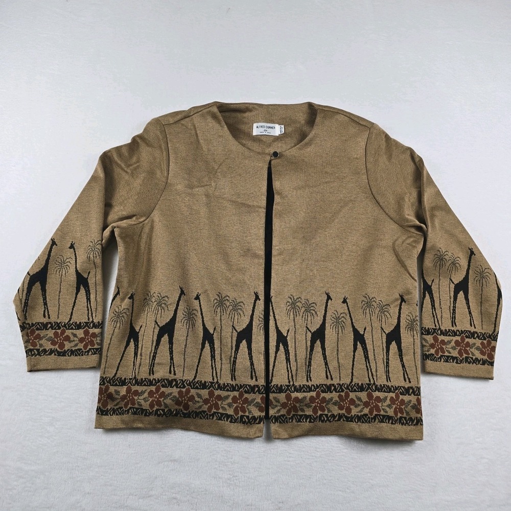 Alfred‎ Dunner Vintage Giraffe Blazer Women's Size 2X Brown 1-Button USA Made